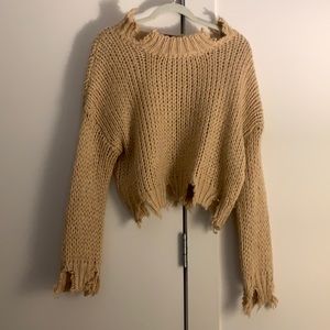 Shred-hem knit sweater